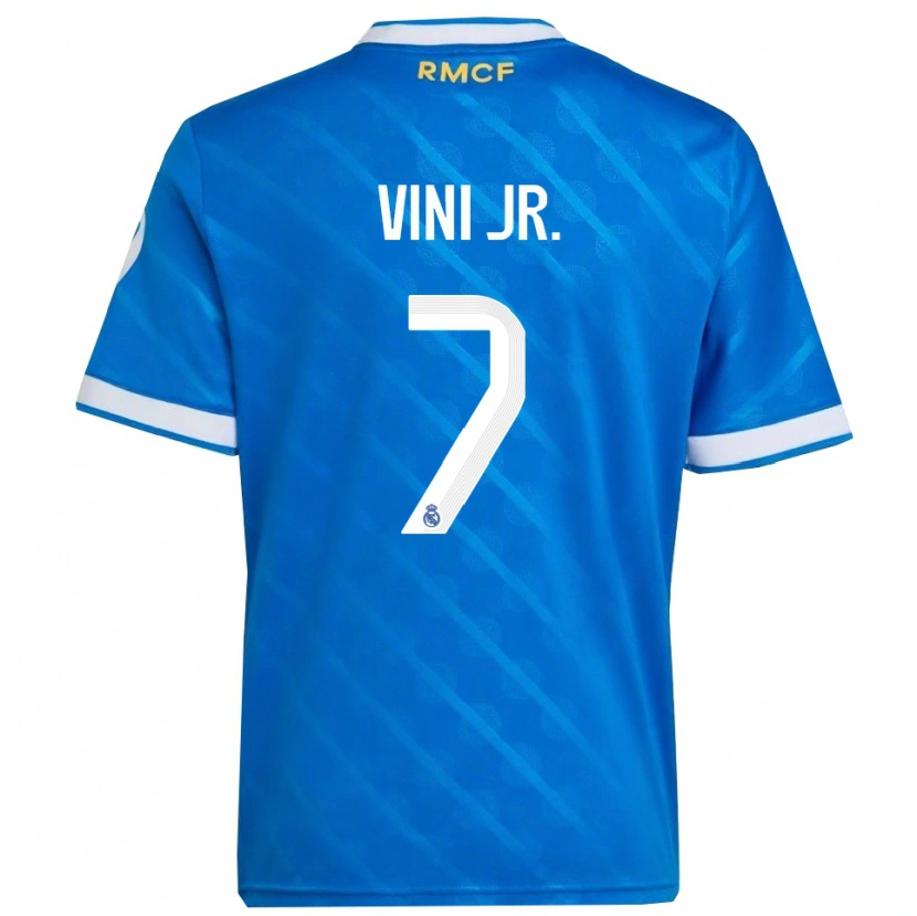 Danxen Uomo Maglia Vinicius Junior #7 Blu Bianco Kit Gara Third 2025/26 Maglietta