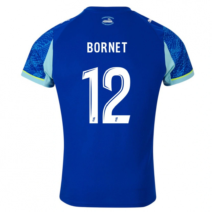 Danxen Uomo Maglia Camille Bornet #12 Azzurro Bianco Kit Gara Third 2025/26 Maglietta
