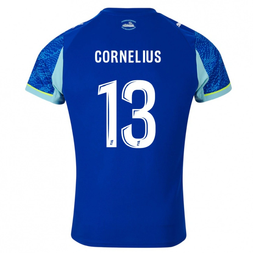 Danxen Uomo Maglia Derek Cornelius #13 Azzurro Bianco Kit Gara Third 2025/26 Maglietta