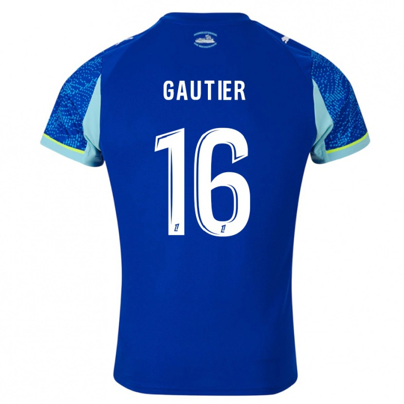 Danxen Uomo Maglia Elisa Gautier #16 Azzurro Bianco Kit Gara Third 2025/26 Maglietta