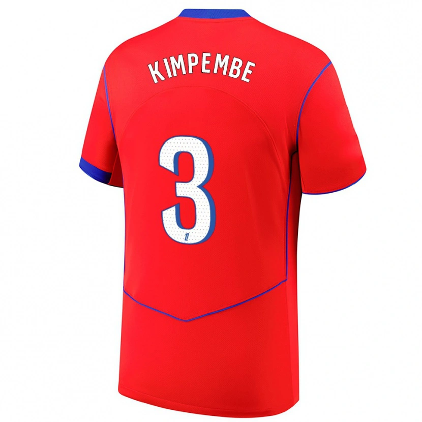 Danxen Uomo Maglia Presnel Kimpembe #3 Rosso Blu Bianco Kit Gara Third 2025/26 Maglietta