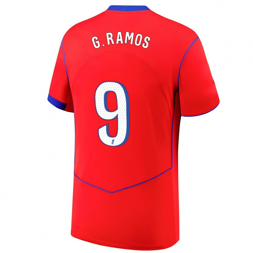 Danxen Uomo Maglia Gonçalo Ramos #9 Rosso Blu Bianco Kit Gara Third 2025/26 Maglietta