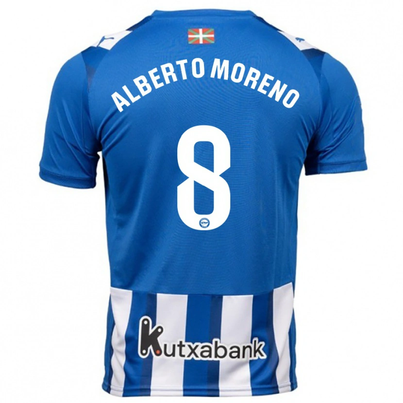 Danxen Donna Maglia Alberto Moreno #8 Blu Bianco Kit Gara Home 2025/26 Maglietta