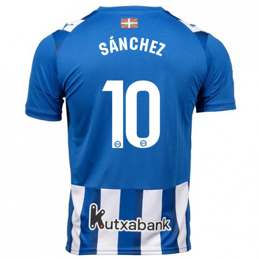 Danxen Donna Maglia Ander Sánchez #10 Blu Bianco Kit Gara Home 2025/26 Maglietta