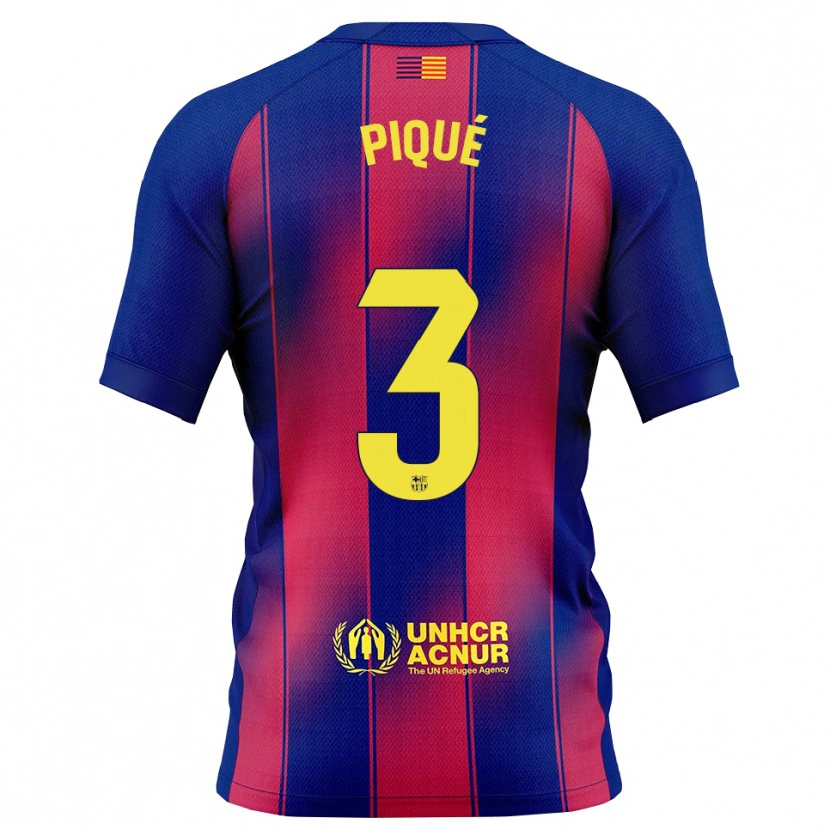 Danxen Donna Maglia Gerard Pique #3 Blu Rosso Kit Gara Home 2025/26 Maglietta