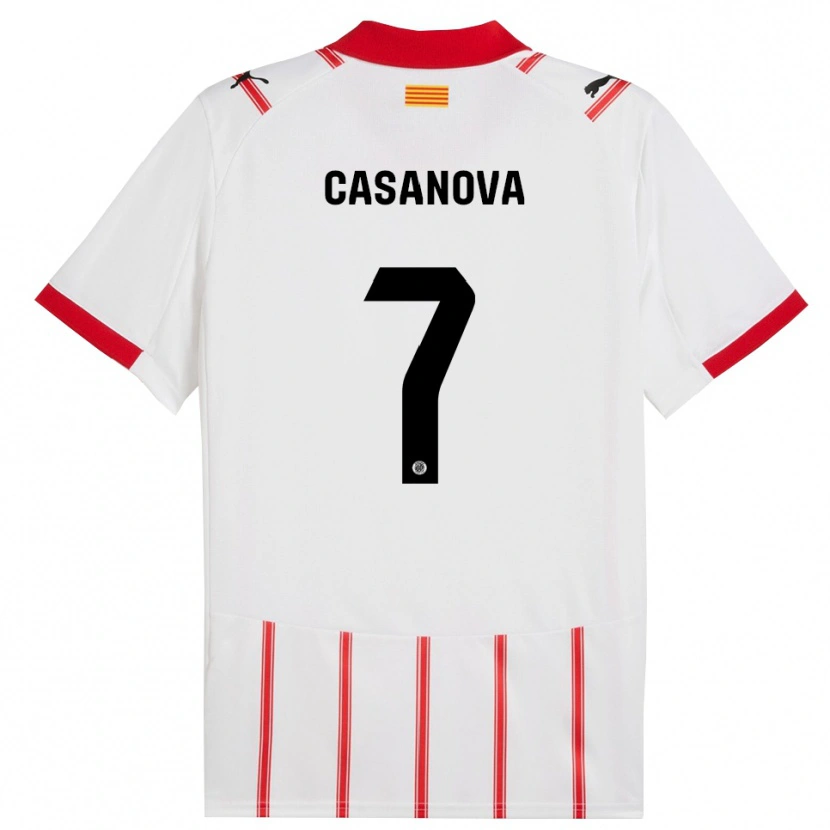 Danxen Donna Maglia Àstrid Casanova #7 Bianco Rosso Kit Gara Home 2025/26 Maglietta