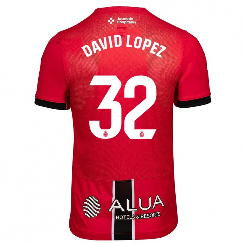 Danxen Donna Maglia David López #32 Rosso Nero Kit Gara Home 2025/26 Maglietta