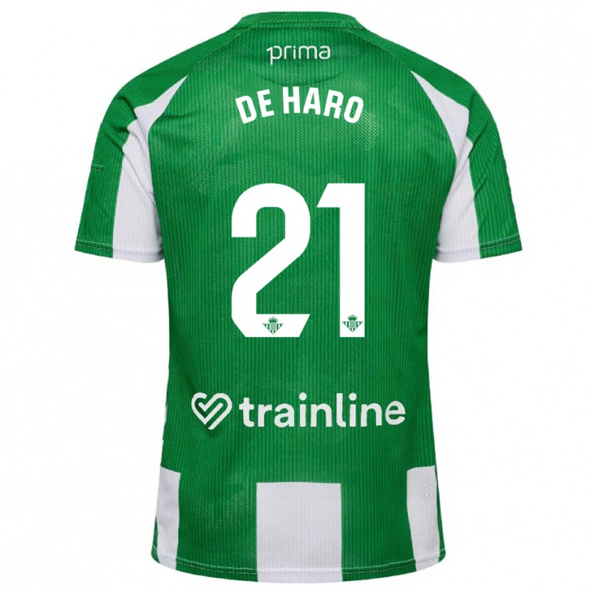 Danxen Donna Maglia Alberto De Haro #21 Verde Bianco Kit Gara Home 2025/26 Maglietta