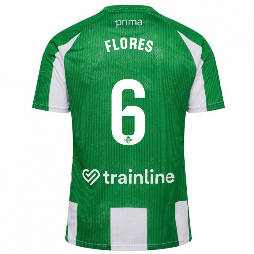 Danxen Donna Maglia Mateo Flores #6 Verde Bianco Kit Gara Home 2025/26 Maglietta