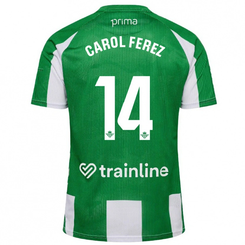Danxen Donna Maglia Carolina Férez Méndez #14 Verde Bianco Kit Gara Home 2025/26 Maglietta
