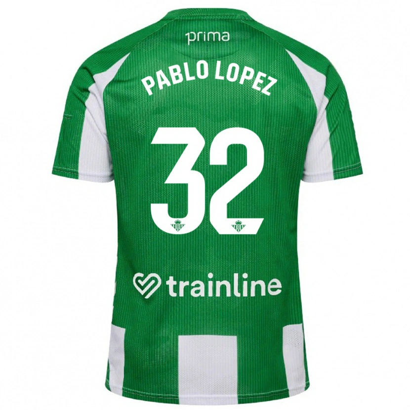 Danxen Donna Maglia Pablo López #32 Verde Bianco Kit Gara Home 2025/26 Maglietta