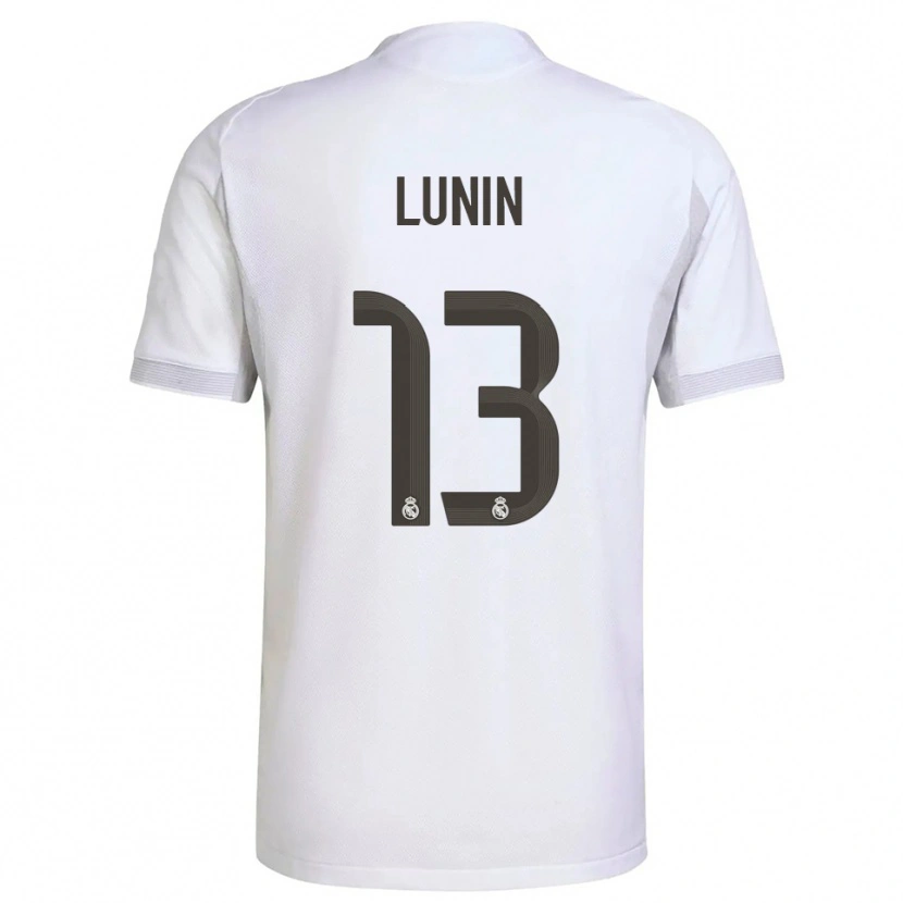 Danxen Donna Maglia Andriy Lunin #13 Bianco Giallo Kit Gara Home 2025/26 Maglietta