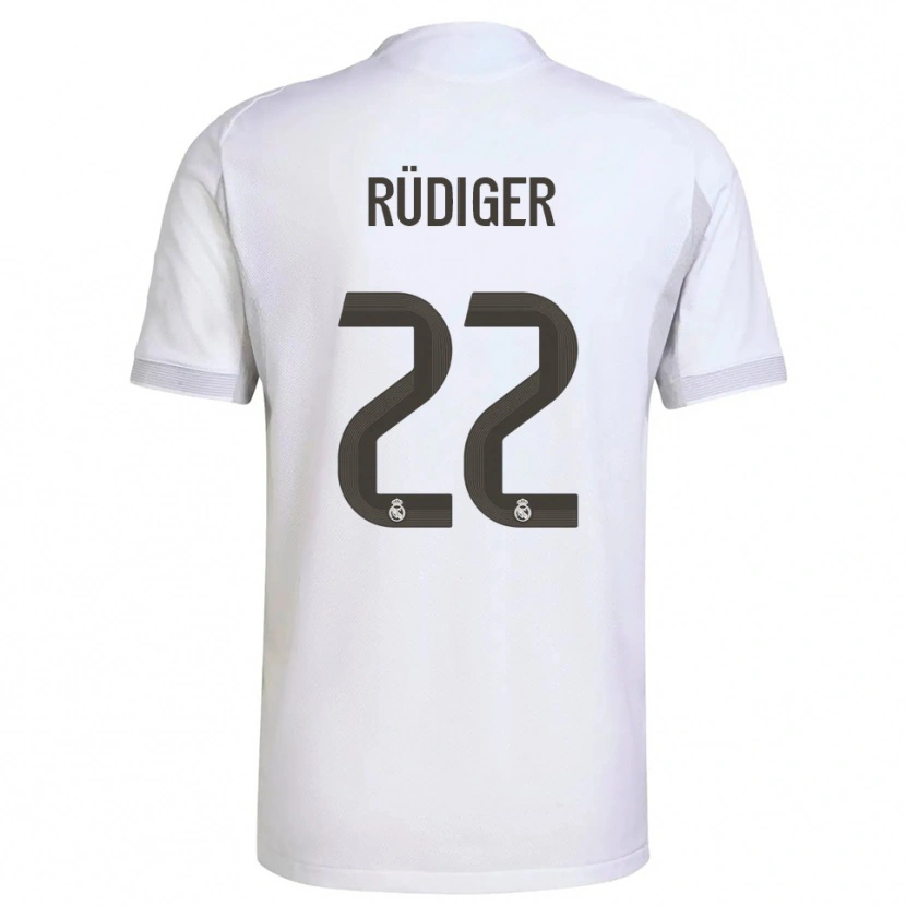 Danxen Donna Maglia Antonio Rüdiger #22 Bianco Giallo Kit Gara Home 2025/26 Maglietta