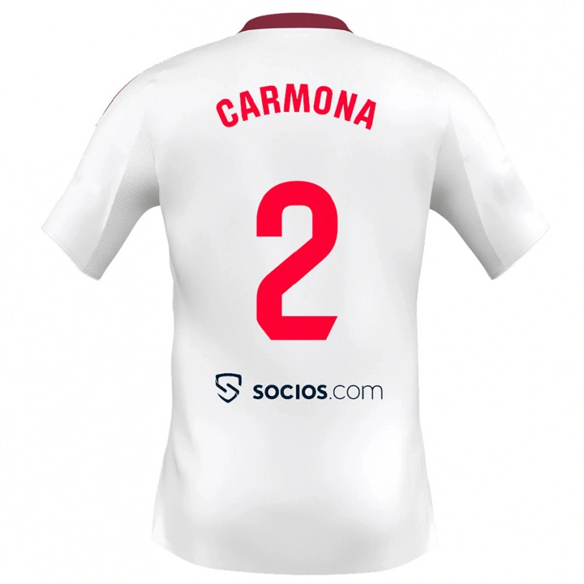 Danxen Donna Maglia José Ángel Carmona #2 Bianco Rosso Kit Gara Home 2025/26 Maglietta