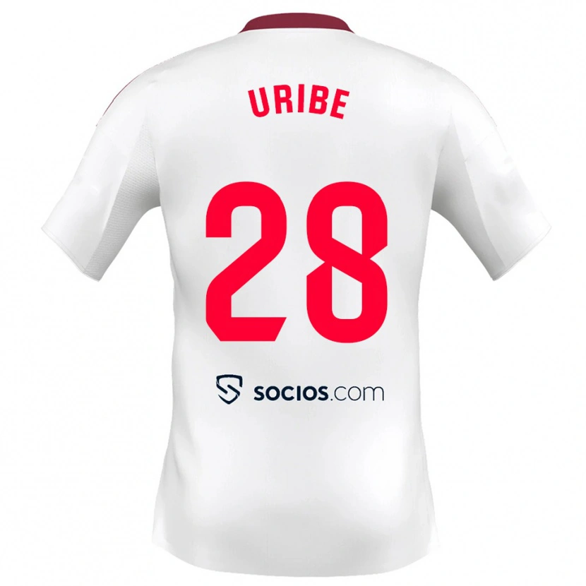 Danxen Donna Maglia Raúl Uribe #28 Bianco Rosso Kit Gara Home 2025/26 Maglietta