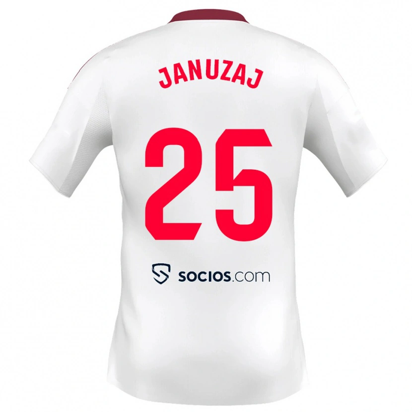 Danxen Donna Maglia Adnan Januzaj #25 Bianco Rosso Kit Gara Home 2025/26 Maglietta