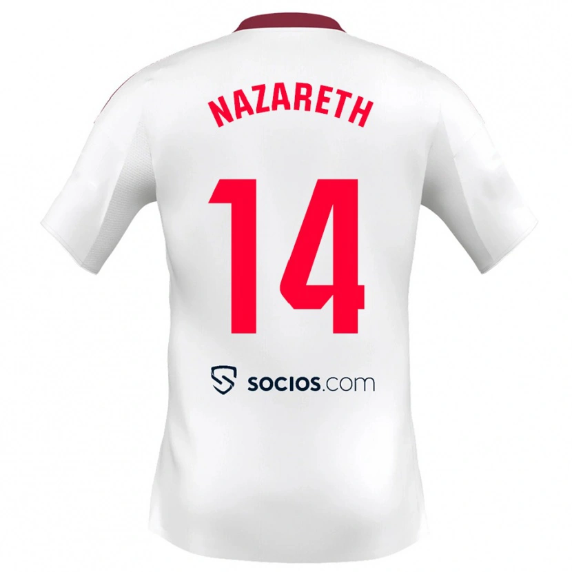 Danxen Donna Maglia Nazareth Martín #14 Bianco Rosso Kit Gara Home 2025/26 Maglietta