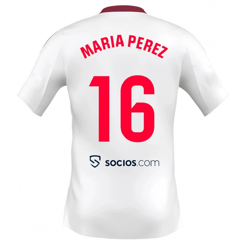 Danxen Donna Maglia María Pérez Rabaza #16 Bianco Rosso Kit Gara Home 2025/26 Maglietta