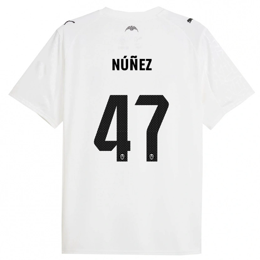 Danxen Donna Maglia Lucas Núñez #47 Bianco Nero Kit Gara Home 2025/26 Maglietta