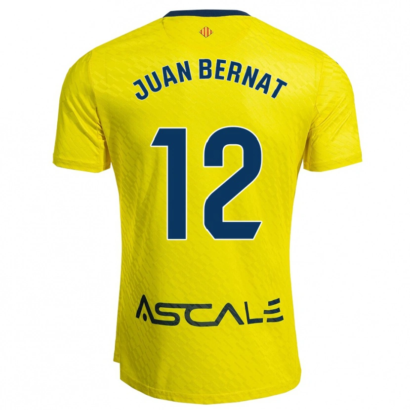 Danxen Donna Maglia Juan Bernat #12 Giallo Blu Scuro Kit Gara Home 2025/26 Maglietta