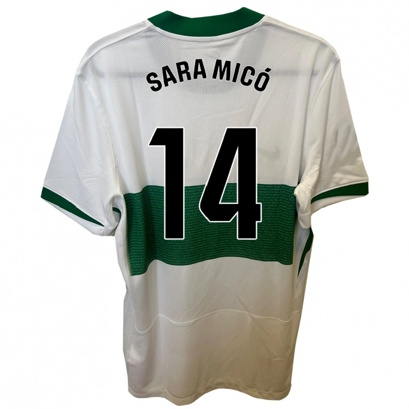 Danxen Donna Maglia Sara Micó Soler #14 Bianco Verde Kit Gara Home 2025/26 Maglietta