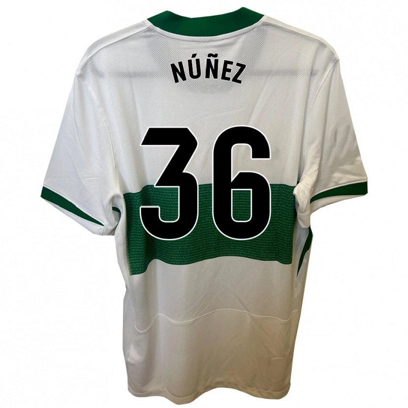 Danxen Donna Maglia Rafa Núñez #36 Bianco Verde Kit Gara Home 2025/26 Maglietta