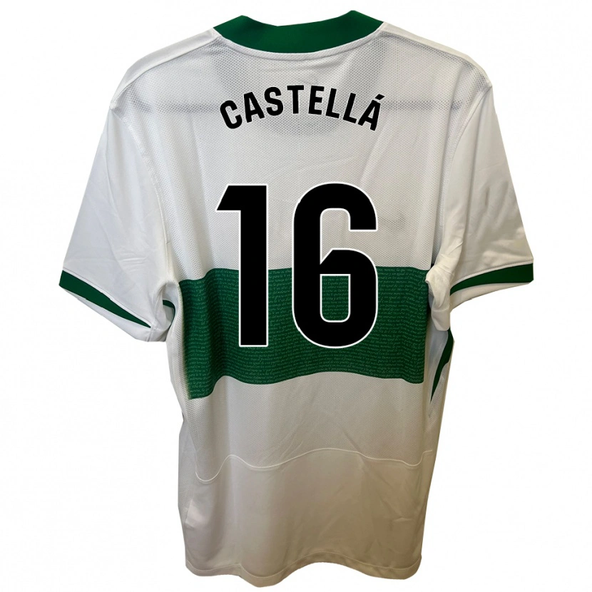 Danxen Donna Maglia Didac Castellá #16 Bianco Verde Kit Gara Home 2025/26 Maglietta