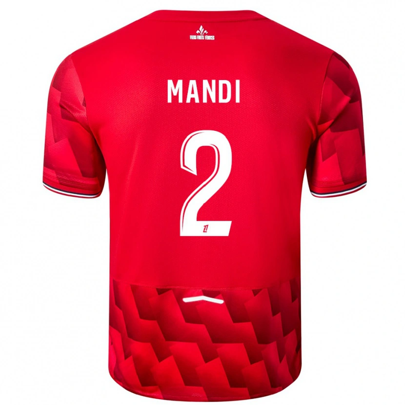 Danxen Donna Maglia Aïssa Mandi #2 Rosso Bianco Kit Gara Home 2025/26 Maglietta