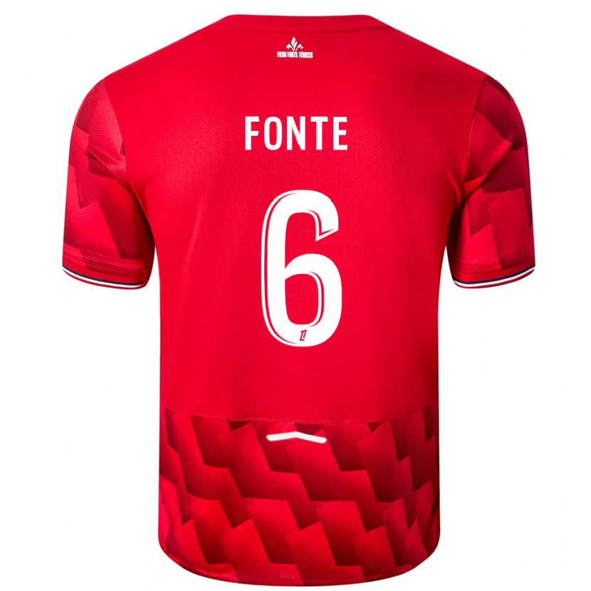 Danxen Donna Maglia Jose Fonte #6 Rosso Bianco Kit Gara Home 2025/26 Maglietta