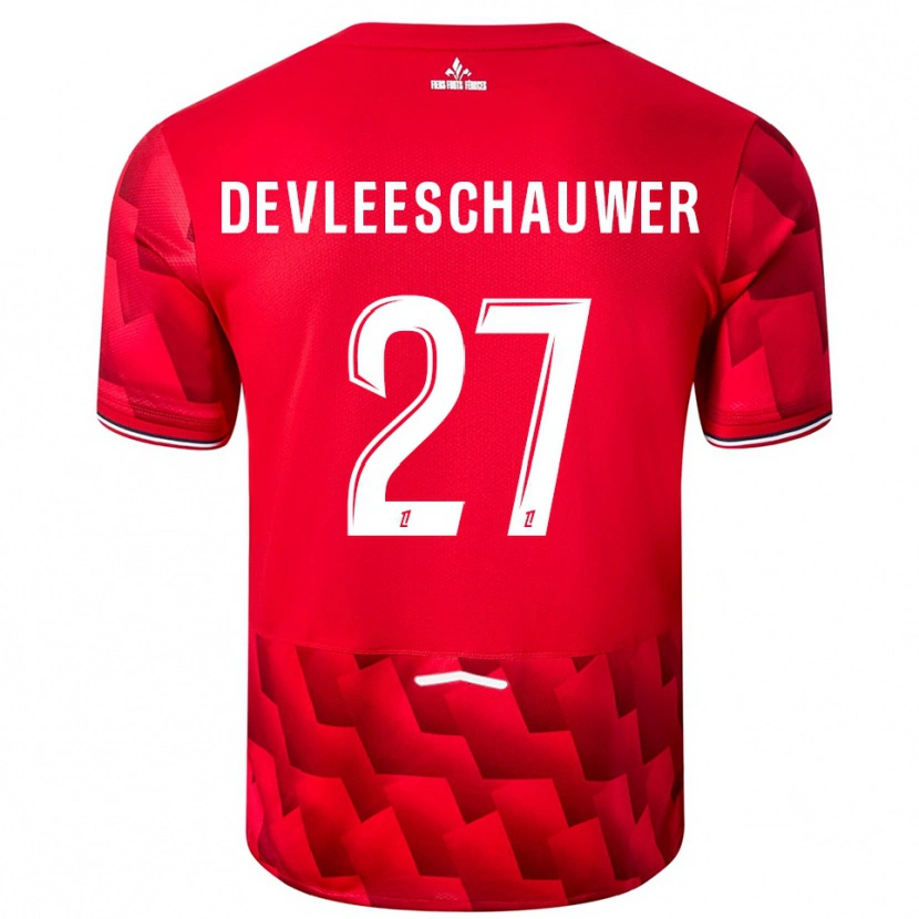 Danxen Donna Maglia Gwenaëlle Devleeschauwer #27 Rosso Bianco Kit Gara Home 2025/26 Maglietta