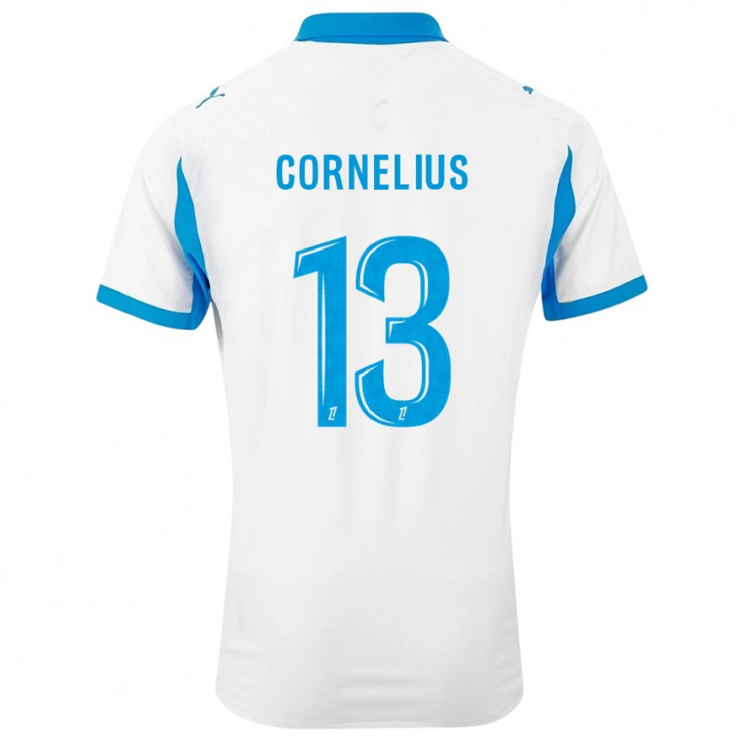 Danxen Donna Maglia Derek Cornelius #13 Bianco Azzurro Kit Gara Home 2025/26 Maglietta