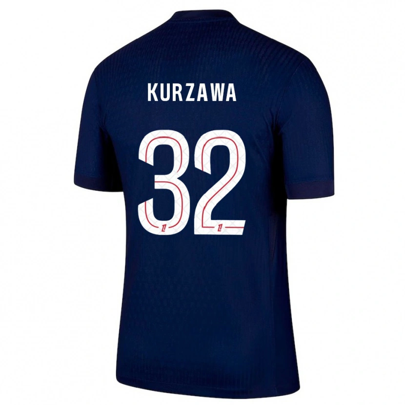 Danxen Donna Maglia Layvin Kurzawa #32 Blu Scuro Rosso Kit Gara Home 2025/26 Maglietta