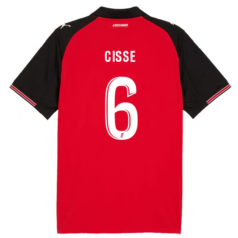 Danxen Donna Maglia Djaoui Cissé #6 Rosso Nero Kit Gara Home 2025/26 Maglietta