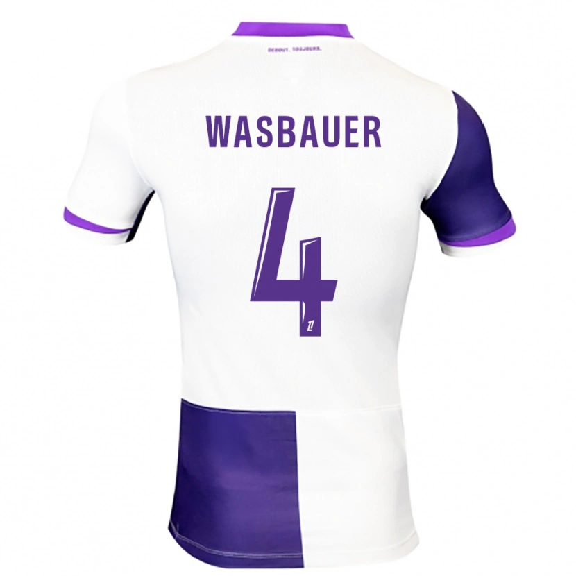 Danxen Donna Maglia Nicolas Wasbauer #4 Viola Bianco Kit Gara Home 2025/26 Maglietta