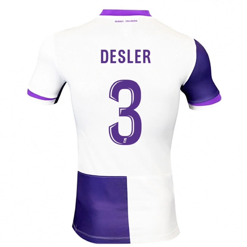 Danxen Donna Maglia Mikkel Desler #3 Viola Bianco Kit Gara Home 2025/26 Maglietta