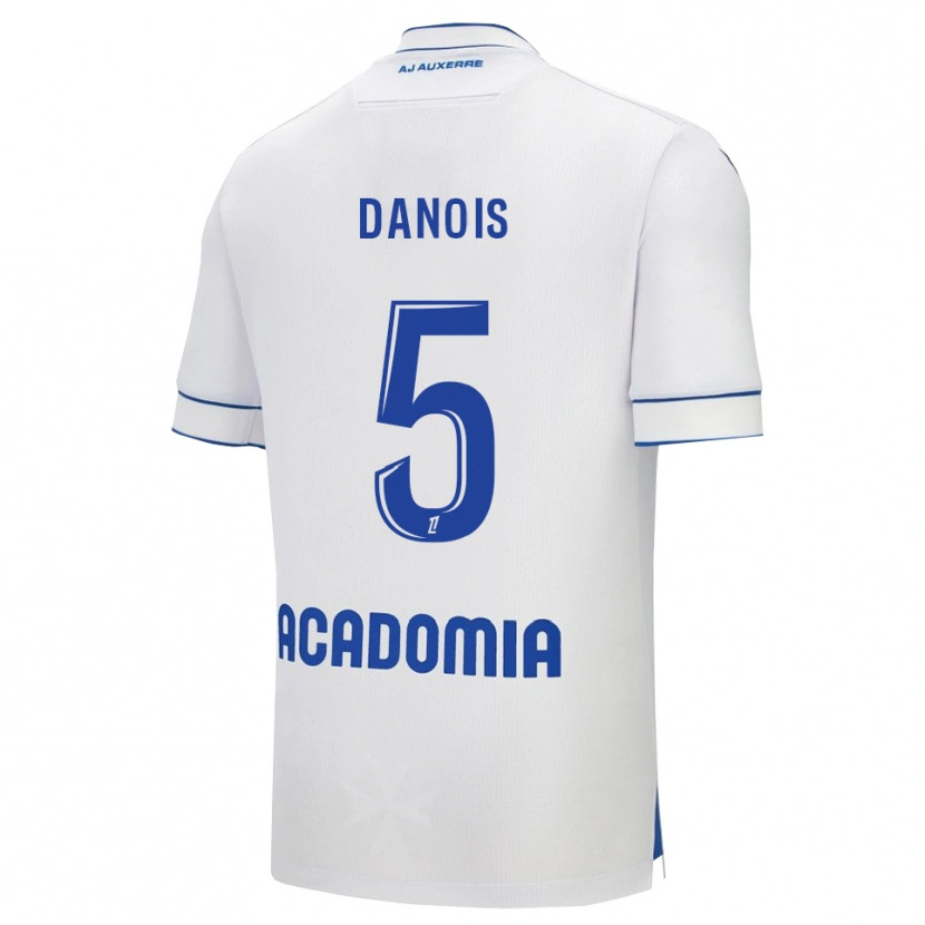 Danxen Donna Maglia Kévin Danois #5 Bianco Blu Kit Gara Home 2025/26 Maglietta