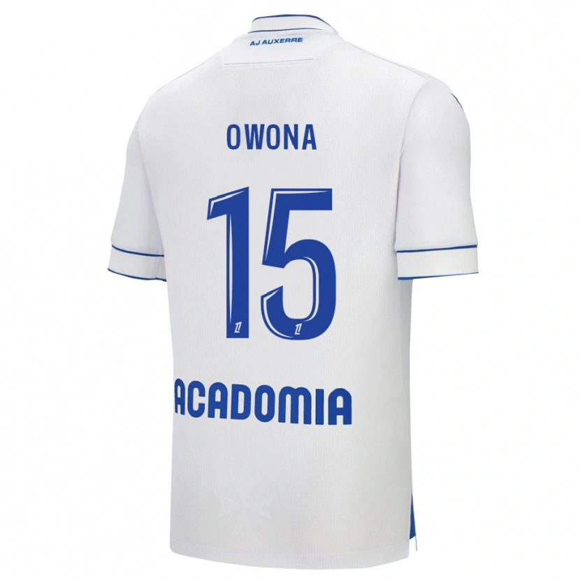 Danxen Donna Maglia Elijah Owona #15 Bianco Blu Kit Gara Home 2025/26 Maglietta