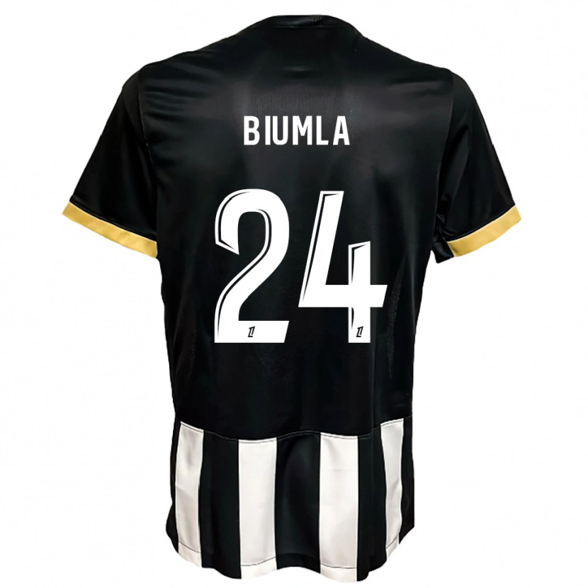 Danxen Donna Maglia Emmanuel Biumla #24 Nero Bianco Kit Gara Home 2025/26 Maglietta