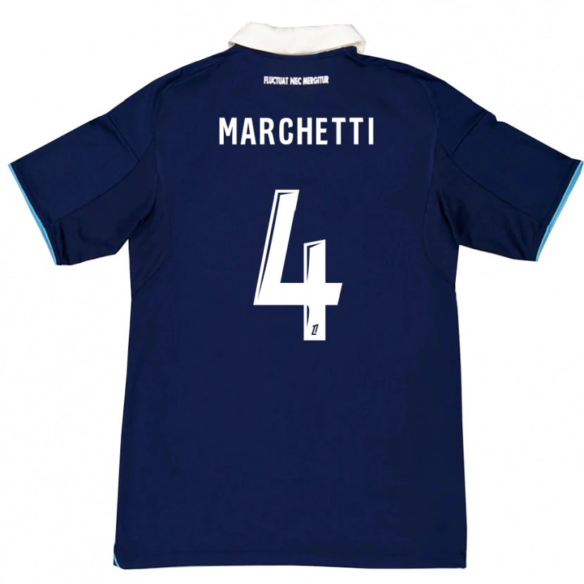 Danxen Donna Maglia Vincent Marchetti #4 Blu Scuro Bianco Kit Gara Home 2025/26 Maglietta