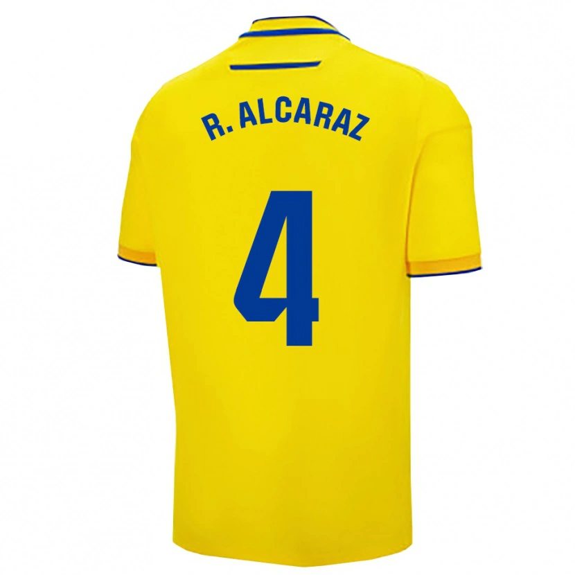 Danxen Donna Maglia Rubén Alcaraz #4 Giallo Blu Scuro Kit Gara Home 2025/26 Maglietta