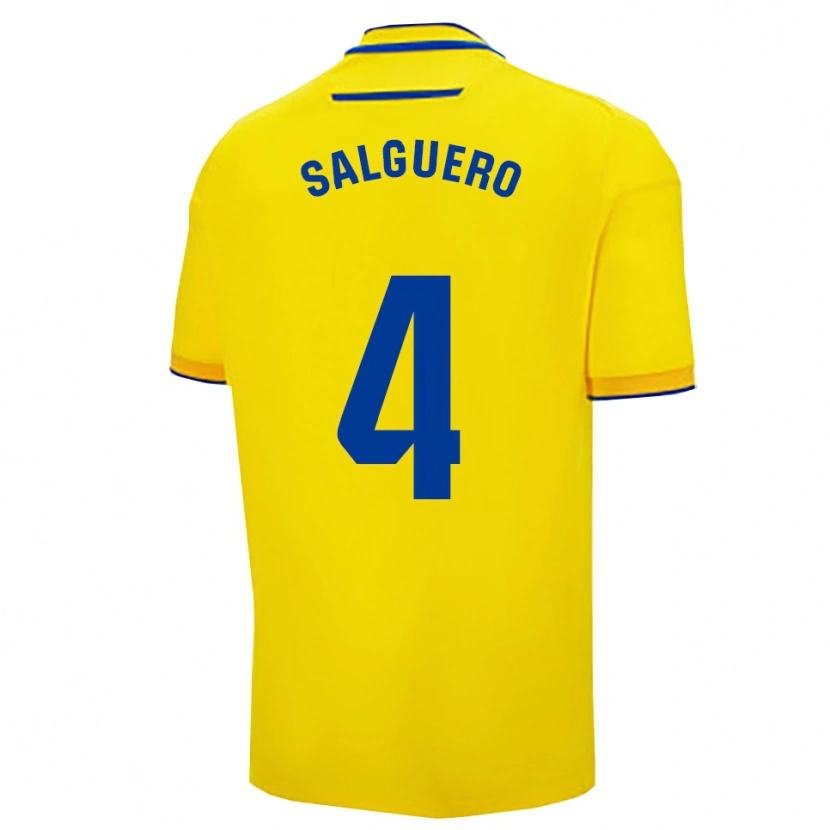 Danxen Donna Maglia Adrián Salguero #4 Giallo Blu Scuro Kit Gara Home 2025/26 Maglietta