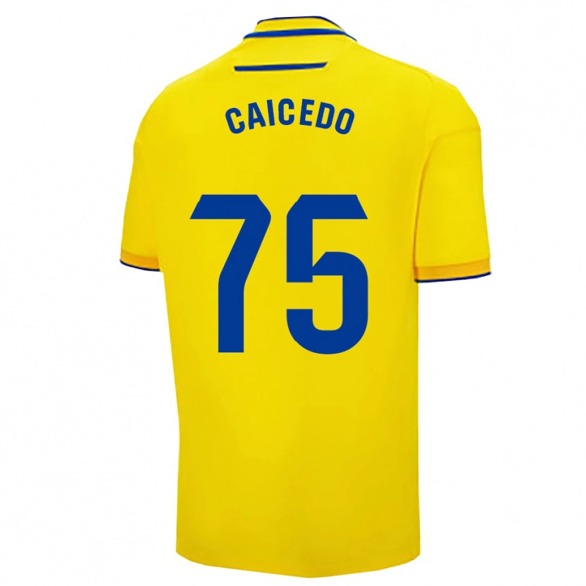 Danxen Donna Maglia Alfred Caicedo #75 Giallo Blu Scuro Kit Gara Home 2025/26 Maglietta
