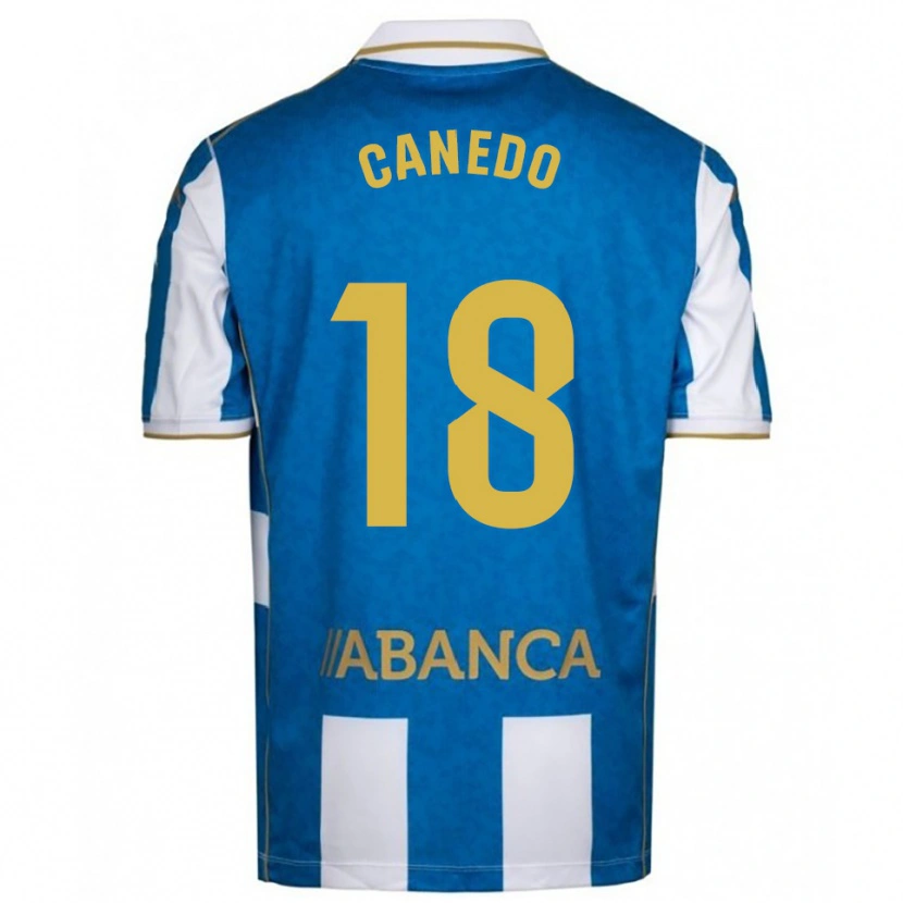 Danxen Donna Maglia Damián Canedo #18 Bianco Blu Kit Gara Home 2025/26 Maglietta