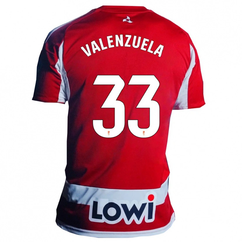 Danxen Donna Maglia Adrián Valenzuela #33 Rosso Bianco Kit Gara Home 2025/26 Maglietta