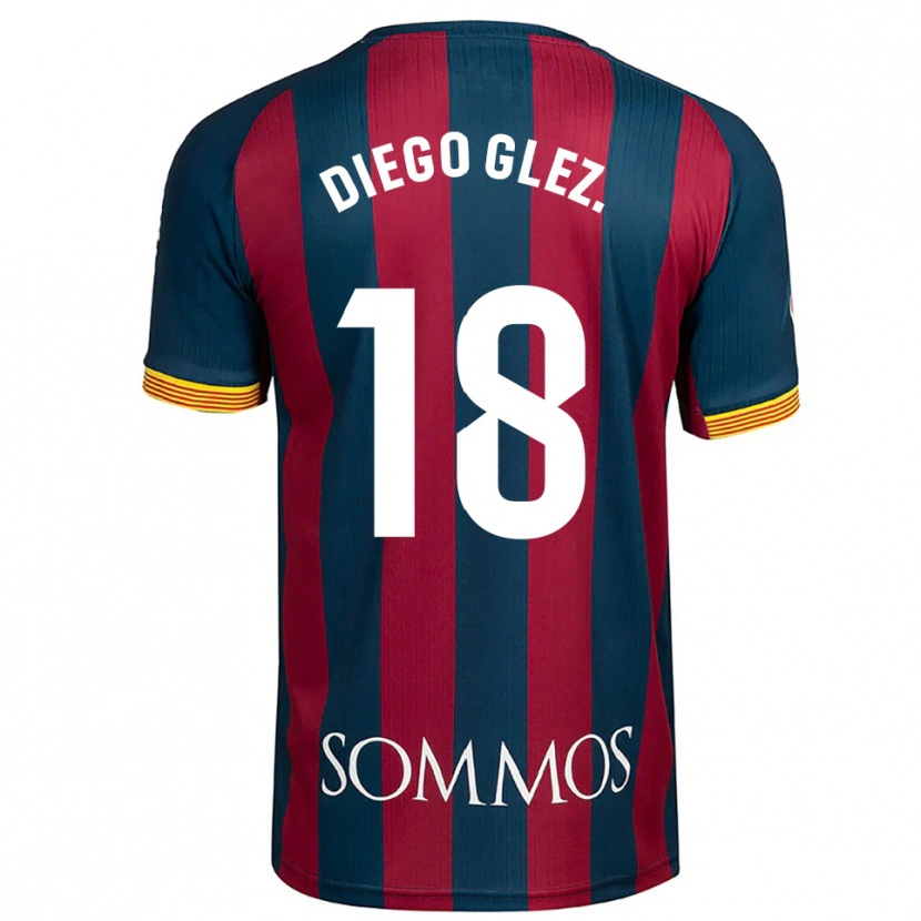Danxen Donna Maglia Diego González #18 Blu Scuro Rosso Kit Gara Home 2025/26 Maglietta