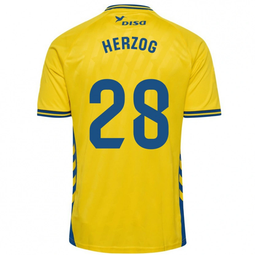 Danxen Donna Maglia Juanma Herzog #28 Giallo Blu Kit Gara Home 2025/26 Maglietta