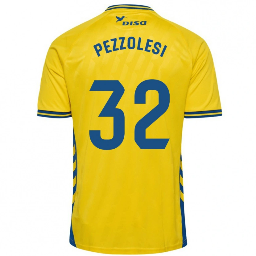 Danxen Donna Maglia Valentín Pezzolesi #32 Giallo Blu Kit Gara Home 2025/26 Maglietta
