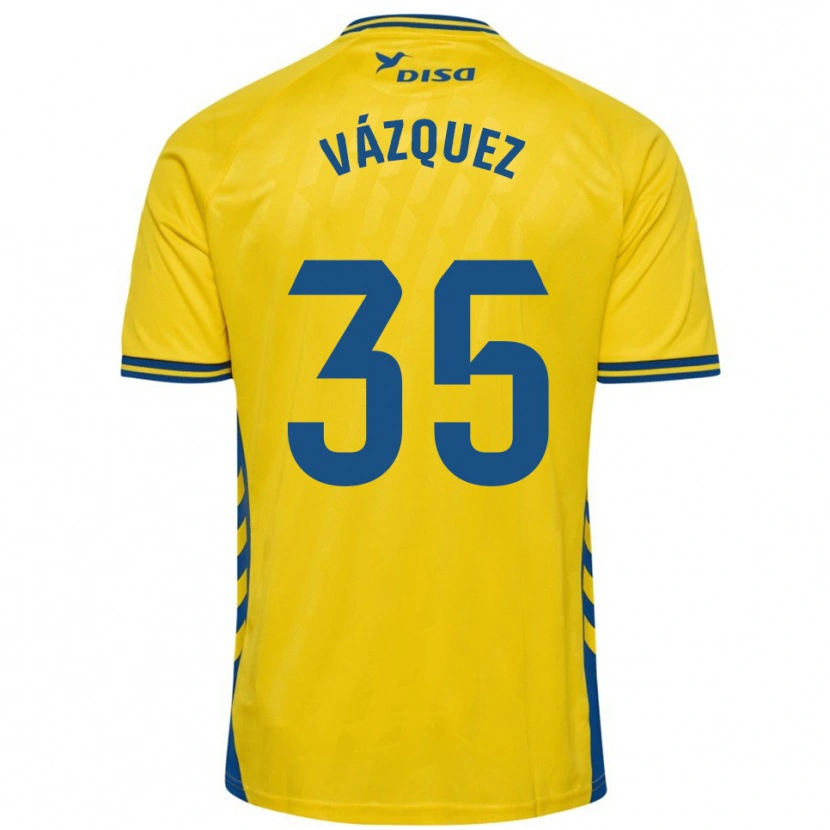 Danxen Donna Maglia Adrián Vázquez #35 Giallo Blu Kit Gara Home 2025/26 Maglietta