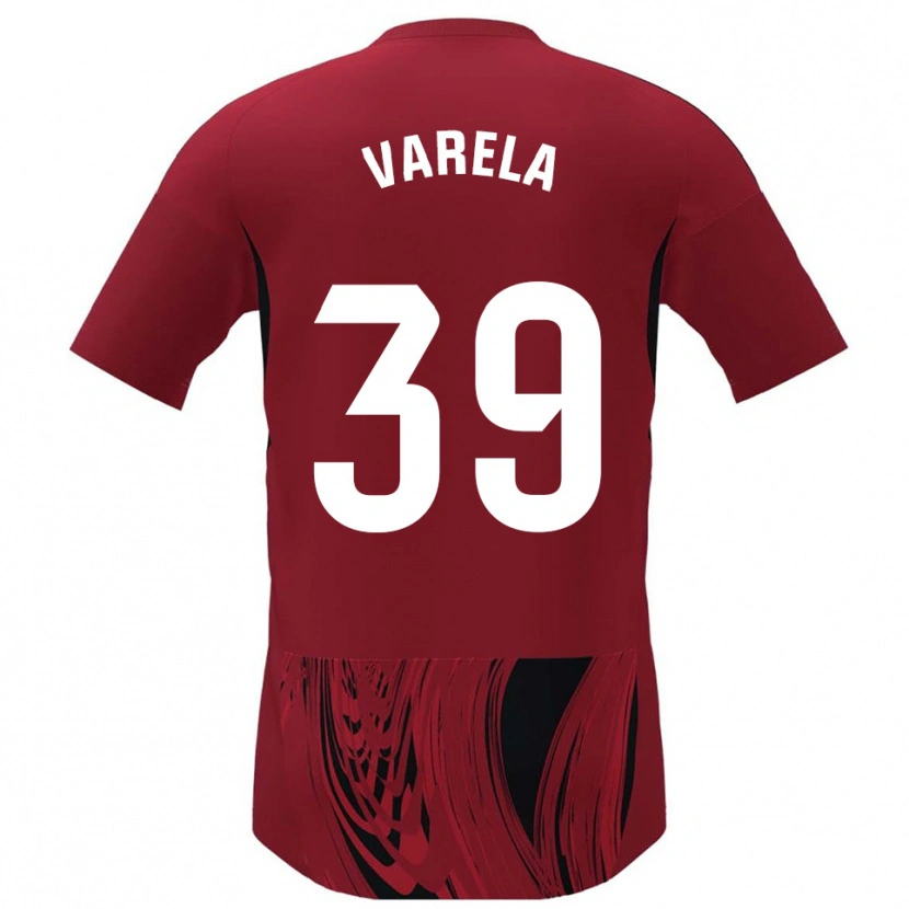 Danxen Donna Maglia Iker Varela #39 Rosso Nero Kit Gara Home 2025/26 Maglietta