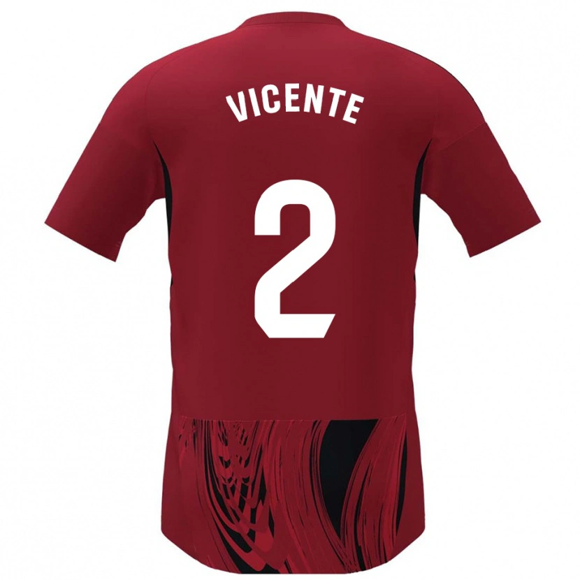 Danxen Donna Maglia David Vicente #2 Rosso Nero Kit Gara Home 2025/26 Maglietta